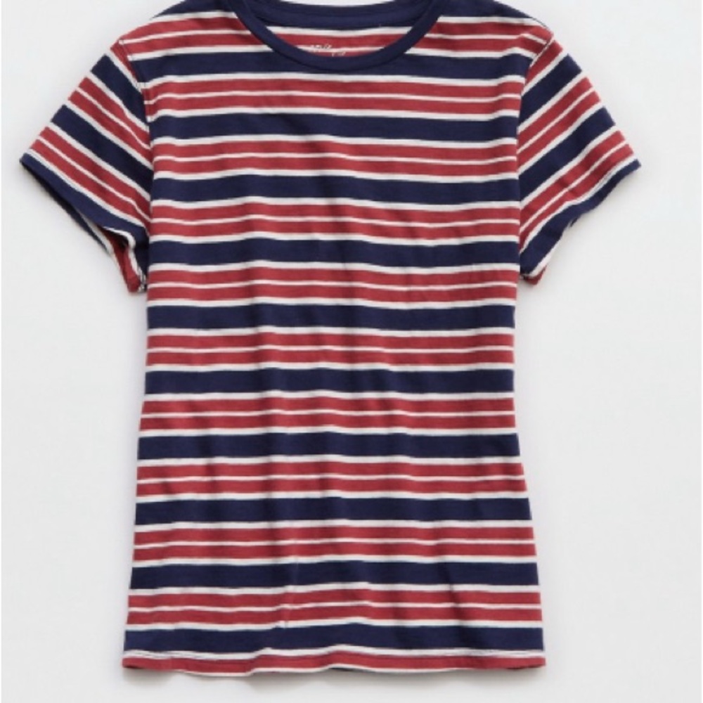 Aerie Striped Short Sleeve Tee - Red, White, and Blue